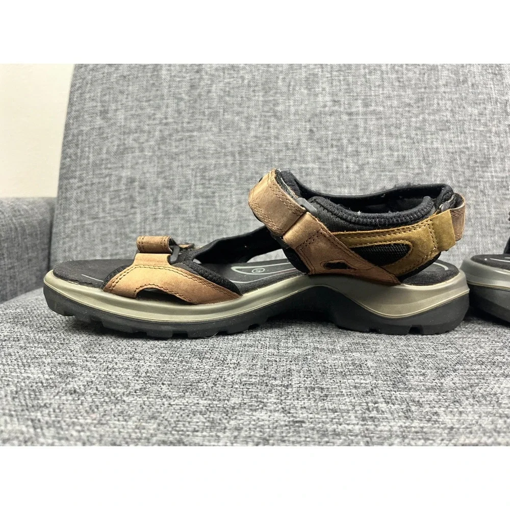 Ecco Yucatan Mens Sandals Bison Black Leather Sport Hiking 41 EU US 7 Outdoors